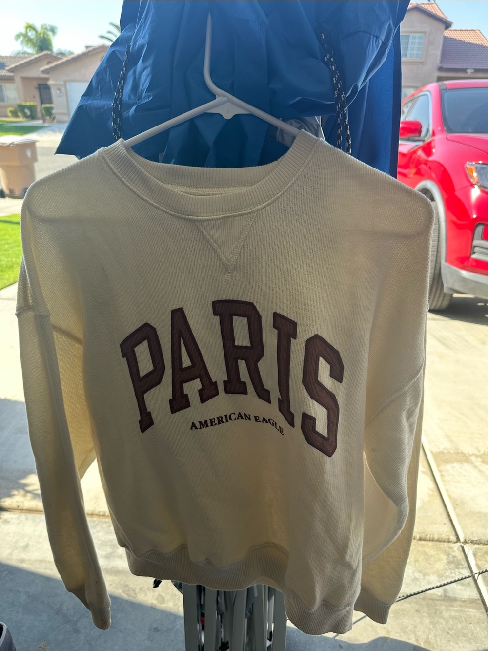 American Eagle Outfitters Men's Cream 'PARIS' Crewneck Sweatshirt